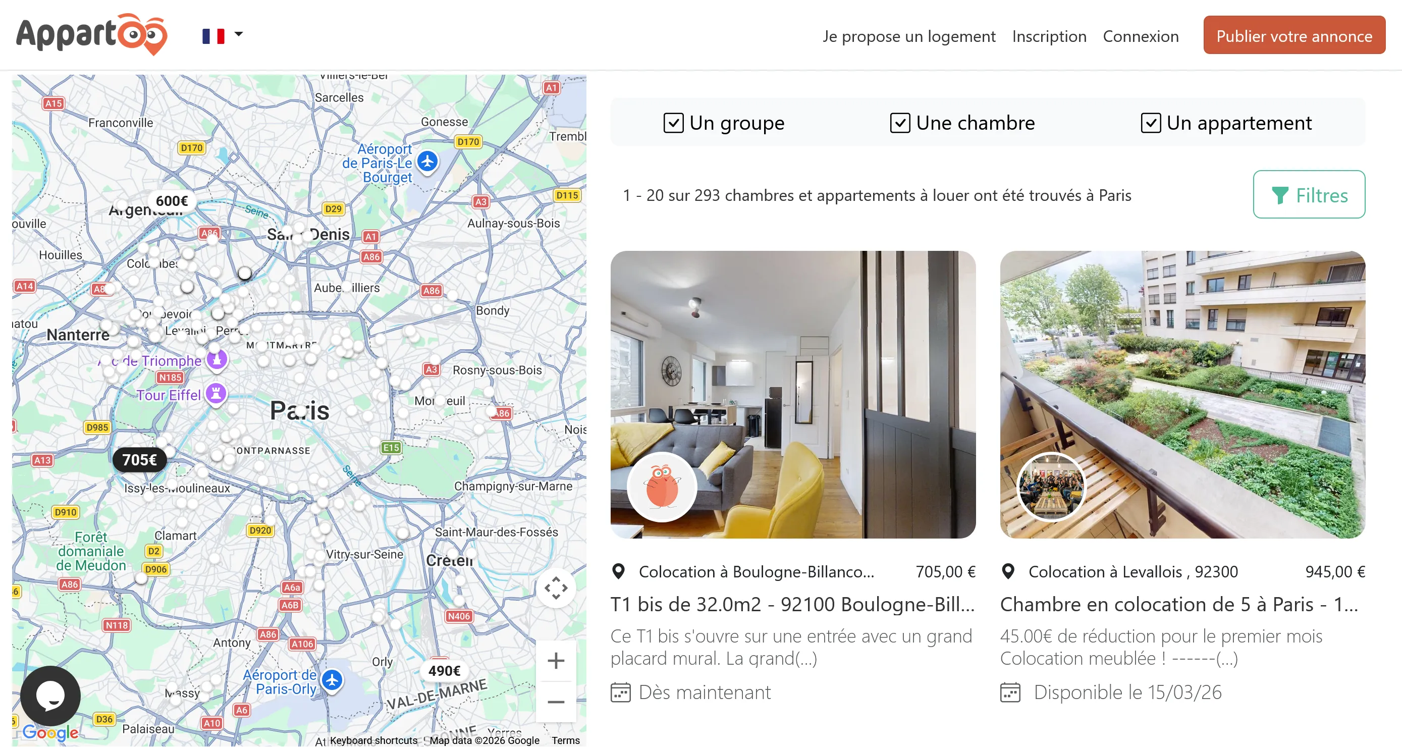Flat sharing website